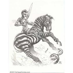 Tomas Giorello - Original Illustration, "Zebra Girl" (undated). Who says stripes make you look fa...