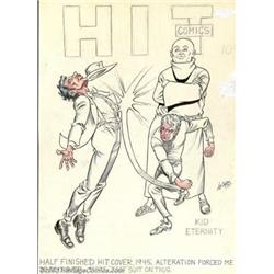 Bill Ward - Original Unpublished Cover for Hit Comics (Quality, 1945). Kid Eternity knocks the so...