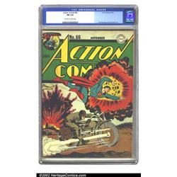 Action Comics #66 (DC, 1943) CGC FN 6.0 Off-white to white pages. Superman once again lends a han...
