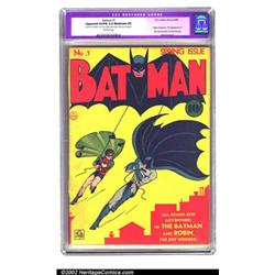 Batman #1 (DC, 1940) CGC Apparent VG/FN 5.0 Moderate (P) Off-white pages. One of the most desirab...