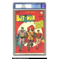 Batman #32 Double cover (DC, 1945) CGC NM 9.4 Off-white to white pages. Batman and Robin walk wit...