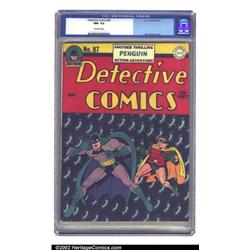 Detective Comics #87 (DC, 1944) CGC NM- 9.2 Off-white pages. Dick Sprang's inventive cover has th...