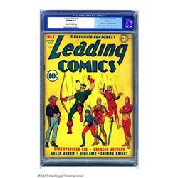 Leading Comics #1 Rockford pedigree (DC, 1941) CGC VF/NM 9.0 Cream to off-white pages. This high-...