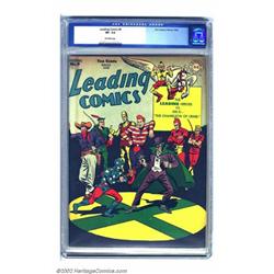 Leading Comics #9 (DC, 1943) CGC VF- 7.5 Off-white pages. Perhaps because this superhero-overload...