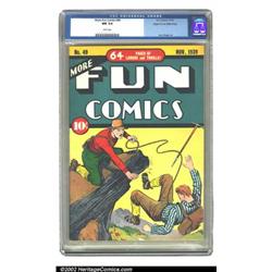 More Fun Comics #49 Mile High pedigree (DC, 1939) CGC NM 9.4 White pages. This issue features a g...