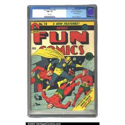 More Fun Comics #74 Mile High pedigree (DC, 1941) CGC NM+ 9.6 White pages. A fantastic More Fun c...