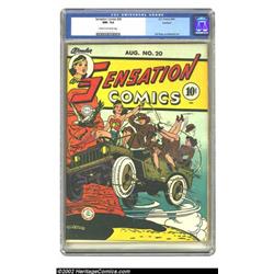 Sensation Comics #20 Rockford pedigree (DC, 1943) CGC NM- 9.2 Cream to off-white pages. From the...