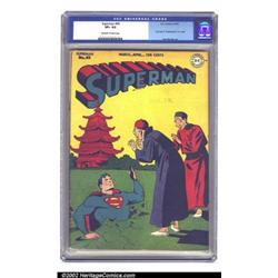 Superman #45 (DC, 1947) CGC VF+ 8.5 Off-white to white pages. "Dig" this crazy cover by the maste...