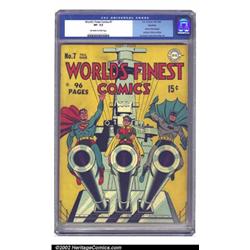 World's Finest Comics #7 Rockford pedigree (DC, 1942) CGC VF- 7.5 Off-white to white pages. DC Go...