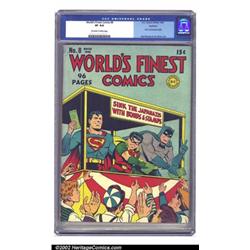 World's Finest Comics #8 Rockford pedigree (DC, 1942) CGC VF 8.0 Off-white to white pages. But fo...