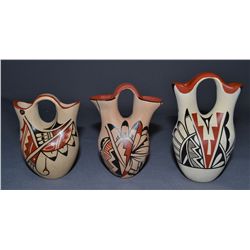 THREE JEMEZ POTTERY WEDDING VASES