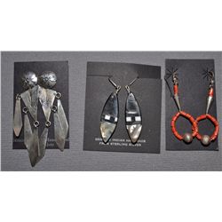 THREE PAIRS OF PUEBLO EARRINGS
