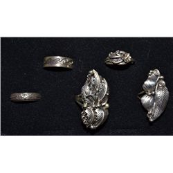 FIVE NAVAJO SILVER RINGS