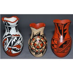 THREE JEMEZ POTTERY VASES