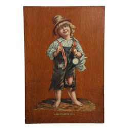 Elgin Watch Advertising Painted Oak Panel