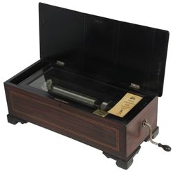Inlaid Swiss Coin Op Cylinder Music Box