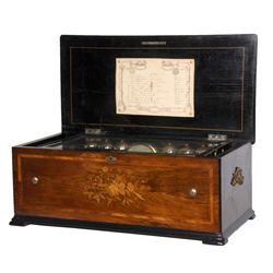 Swiss Cylinder Music box w/ Bells & Drum