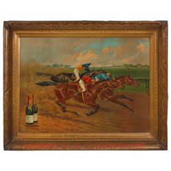 Self-Framed Tin Litho Champagne Advertisement
