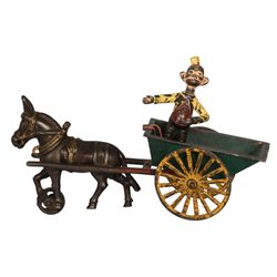 Cast Iron Toy Hay Cart w/ Donkey & Clown