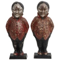 Cast Iron Figural Standing Andirons