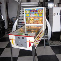 FLYING TURNS PINBALL ~ RARE 1964 MIDWAY PIN w RACING CARS BACKBOX ANIMATION