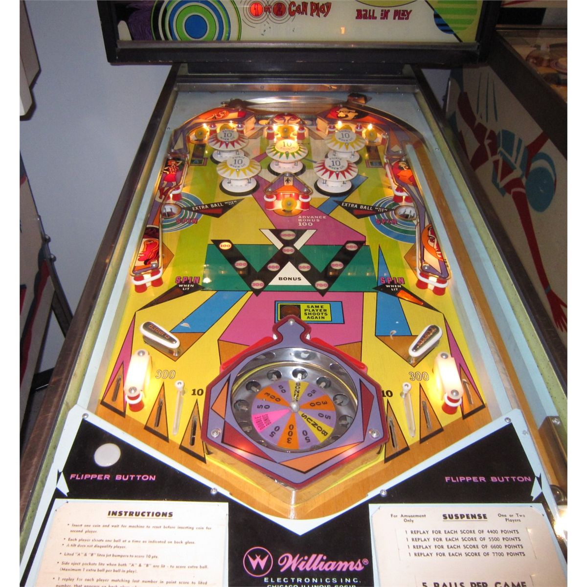 Pinball Auction SUSPENSE PINBALL MACHINE BY WILLIAMS ~ ELECTRO- MECHANICAL PIN