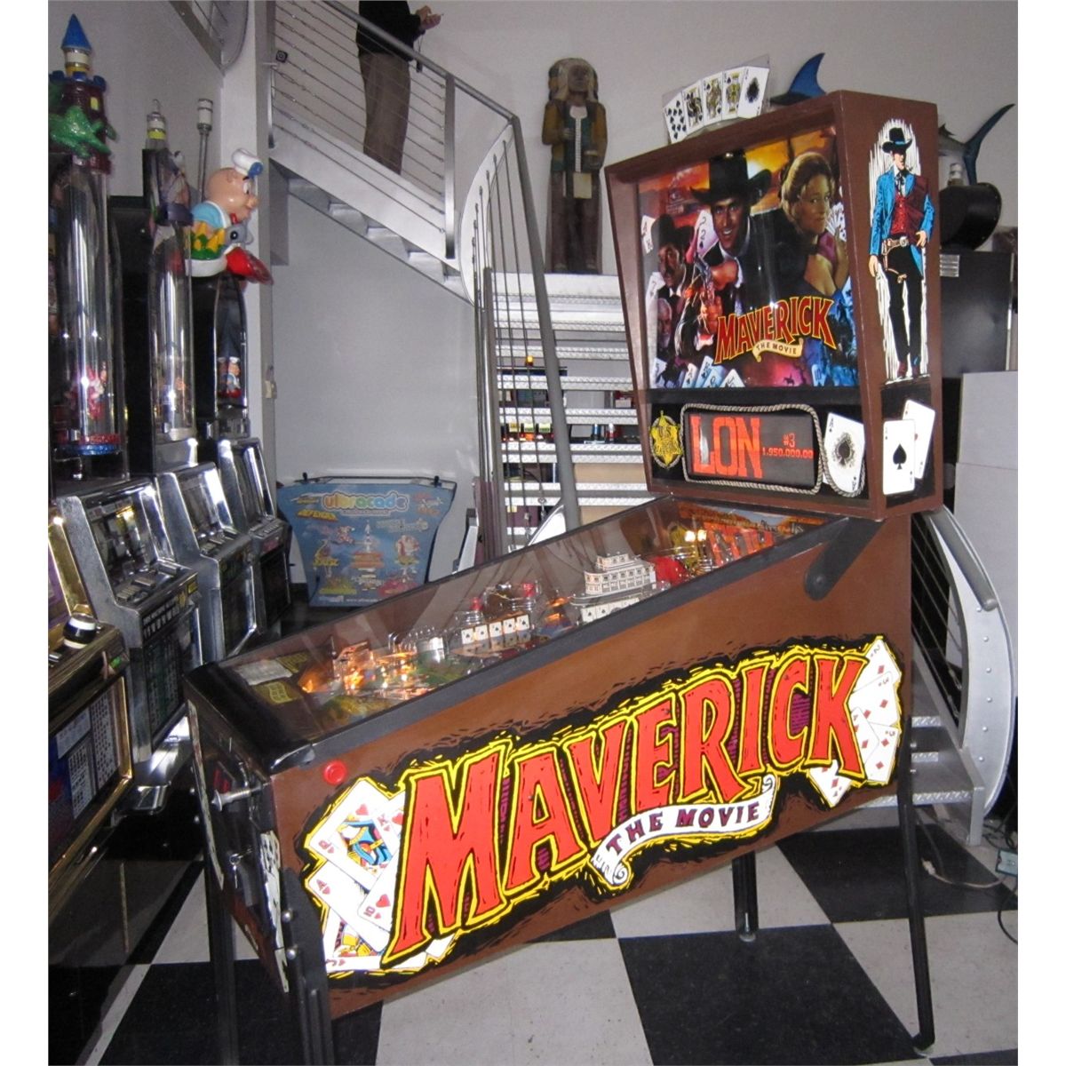 MAVERICK PINBALL MACHINE CARD THEME RARE TOPPER EXCELLENT CONDITION