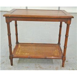 Small LL Bean style Oak and wicker table