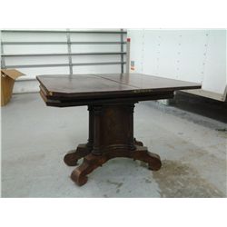 Mahogany drop leaf table with flatware storage