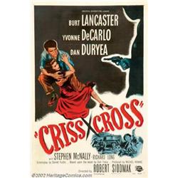 Criss Cross (Universal, 1949). One Sheet (27" X 41"). Burt Lancaster and Tony Curtis (in his firs...