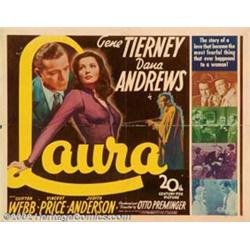 Laura (20th Century Fox, 1944). Half Sheet (22" X 28"). Dana Andrews stars in this classic film n...