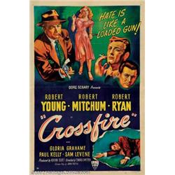 Crossfire (RKO, 1947). One Sheet (27" X 41"). Edward Dmytryke directed another great film noir cl...