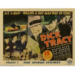 Dick Tracy (Republic, 1937). Title Lobby Card (11" X 14"). Republic Studios produced some of the...