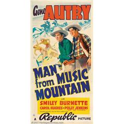 The Man From Music Mountain (Republic, 1938). Three Sheet (41" X 81"). Gene Autry was known as th...