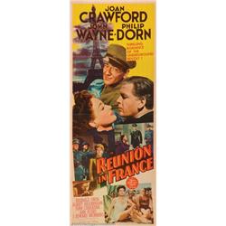Reunion in France (MGM, 1942). Insert (14" X 36") John Wayne and Joan Crawford starred in the thi...