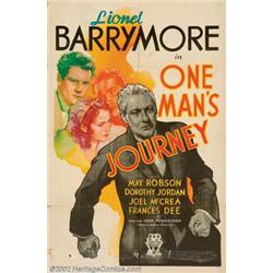 One Man's Journey (RKO, 1933). One Sheet (27" X 41") RKO Studio put a good deal of money into thi...
