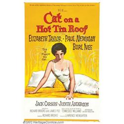 Cat on a Hot Tin Roof (MGM, 1958). One Sheet (27" X 41") Elizabeth Taylor purrs with sensuality a...