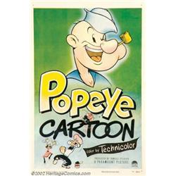 Popeye (Paramount, 1950). One Sheet (27" X 41"). Until 1950, all of Paramount's cartoon one sheet...