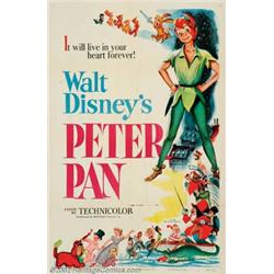 Peter Pan (RKO, 1953). One Sheet (27" X 41"). Prior to World War 2, Disney had put an animated fe...
