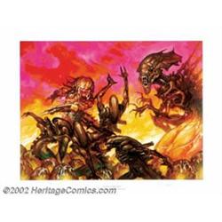 Aliens (20th Century Fox, 1996). Dave Dorman Signed Print (22" X 28").Aliens versus the Predator,...