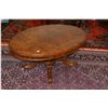 Image 1 : Victorian matched burl grain coffee table with interesting quad support center pedestal and original
