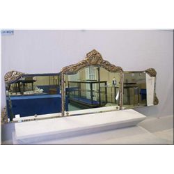 A vintage shell motif framed three panel mirror