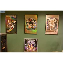 Four framed posters including Two foiled DragonballZ, foiled GundamWing and Starwars