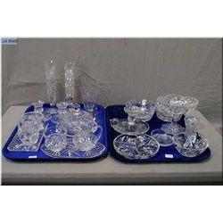 A selection of vintage crystal and glassware including lidded pinwheel butter dish and two sets of c