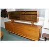 Image 1 : A Danish made teak sideboard with glass display sliding door, five drawer and two wooden sliding doo