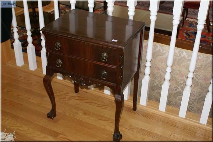 Two Drawer Mahogany Floor Standing Flatware Chest Made By Gibbard
