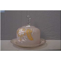 A Victorian hand enamelled cheese dome 8  in height