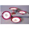 Image 1 : Antique porcelain dessert set with handle painted detail and gilt decoration including comport, two 