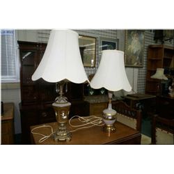Two vintage table lamps on cast bases