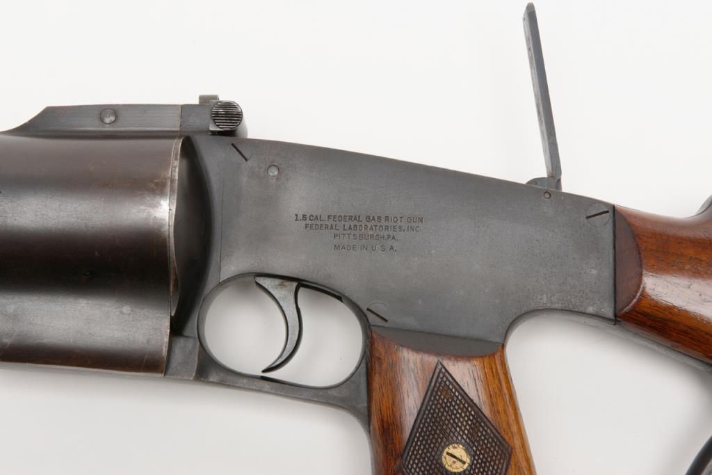 Federal Laboratories Gas Riot gun, wood stocks, very good condition ...